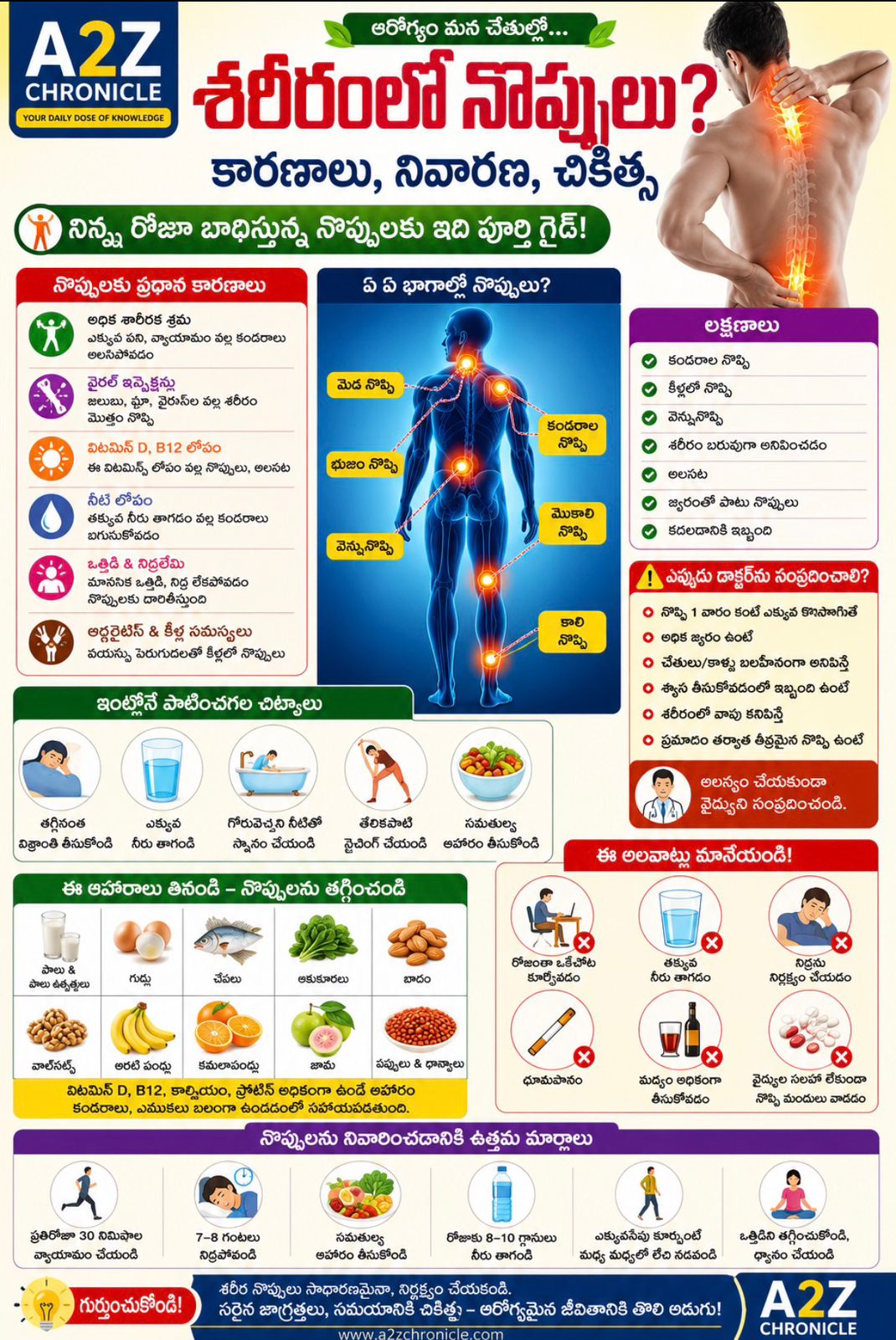 శరీరంలో నొప్పులు ఎందుకు వస్తాయి?…. చిట్కాలు & చికిత్స.